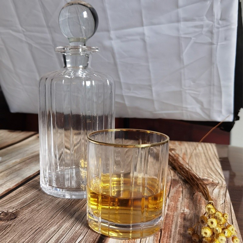chất lượng Customized Gold Rim Whole Set Handmade Whiskey Glass nhà máy sản xuất