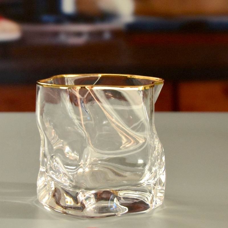 chất lượng Irregular Handmade Whiskey Glass With Gold Rim nhà máy sản xuất