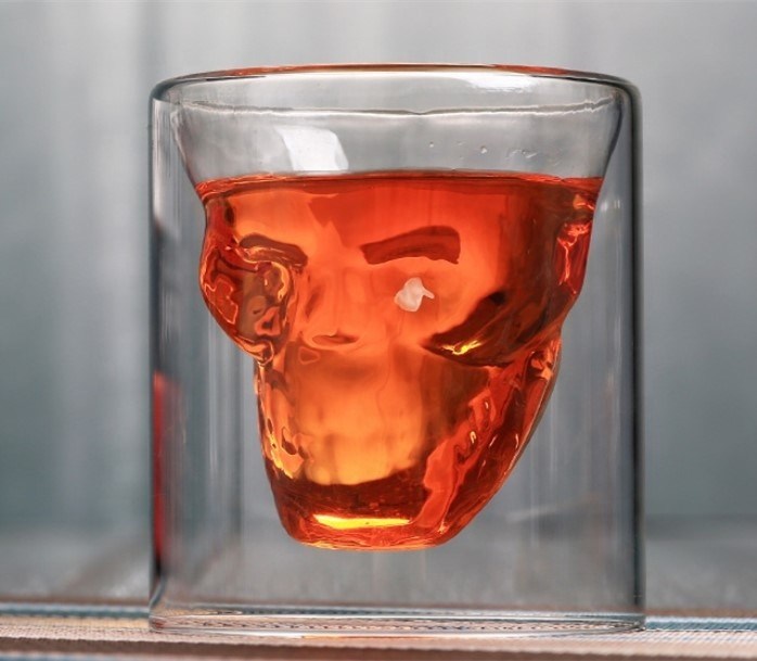 chất lượng Skull Shaped Double Wall 2.5oz Old Fashioned Whiskey Tumbler nhà máy sản xuất