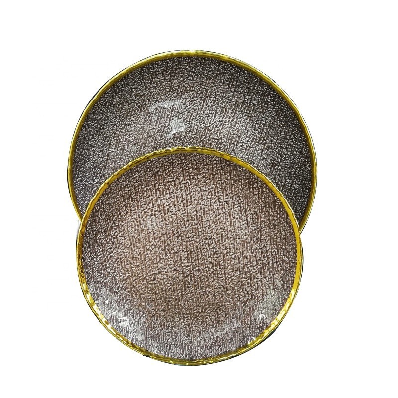 chất lượng Golden Color Dessert Glass Charger Plates , Decorative Charger Plates For Wedding nhà máy sản xuất
