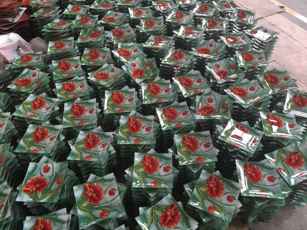 chất lượng Customize Color Ins Cactus Square Glass Dinner Plates nhà máy sản xuất