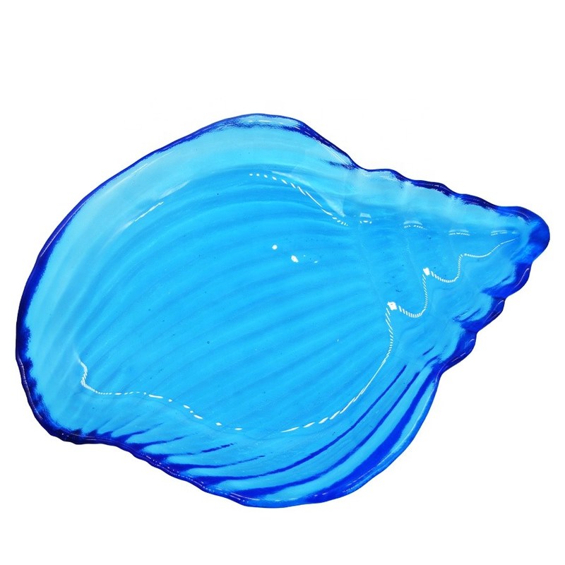 chất lượng Ocean Series Sea Shell Blue Glass Charger Plate For Dessert nhà máy sản xuất