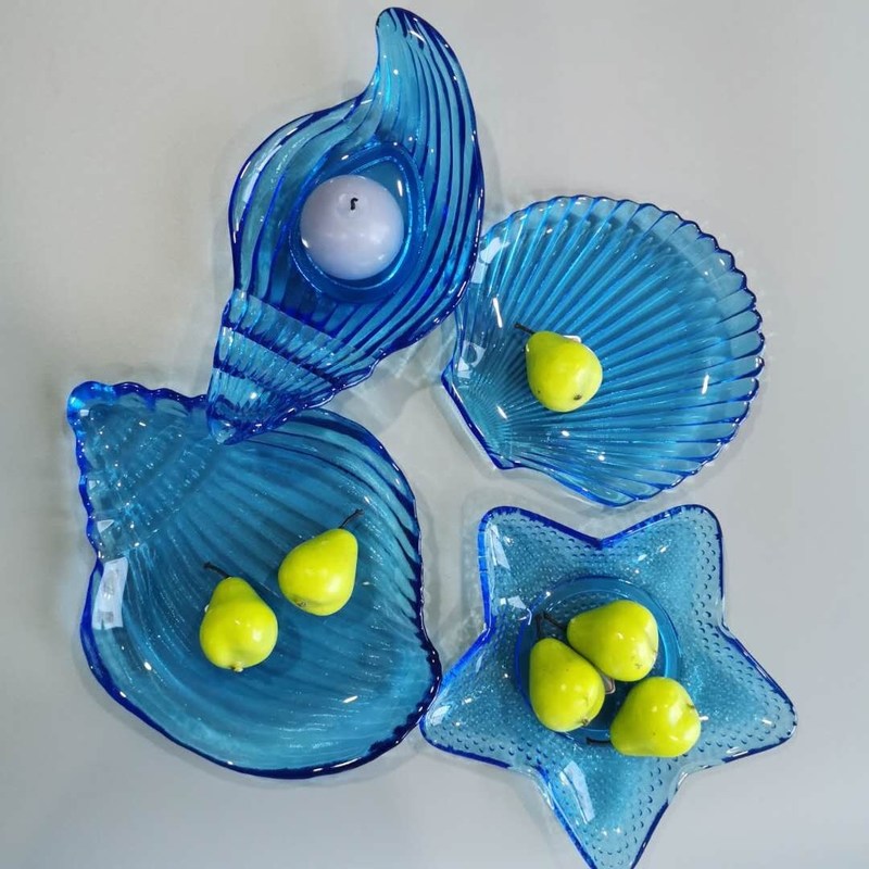 chất lượng Ocean Series Sea Shell Blue Glass Charger Plate For Dessert nhà máy sản xuất