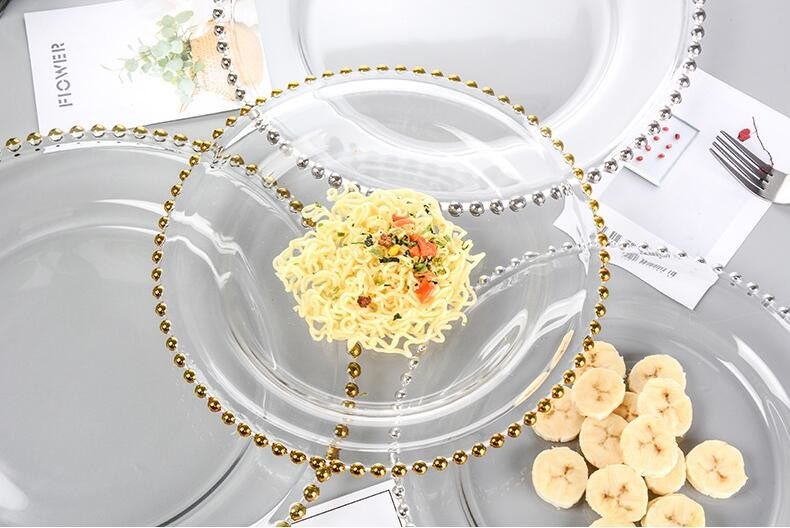chất lượng Gold Decorated Glass Charger Plates nhà máy sản xuất