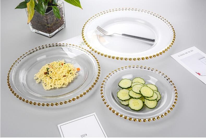 chất lượng Gold Decorated Glass Charger Plates nhà máy sản xuất