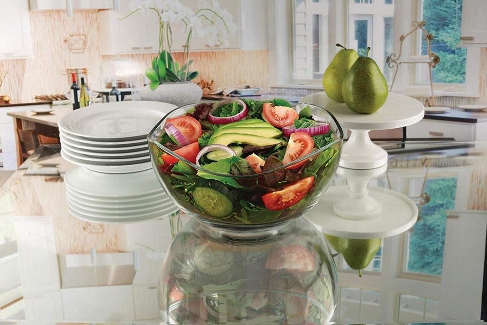 chất lượng Transparent Durable Wave Rim Glass Charger Plates , Fruit Salad Glass Bowl nhà máy sản xuất