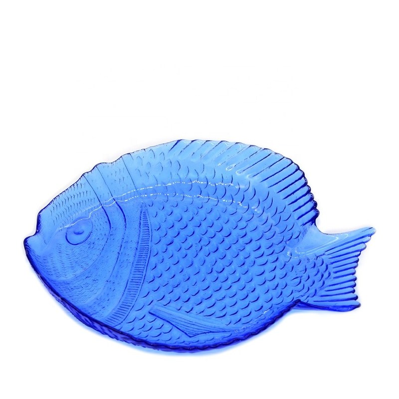 chất lượng Fish Shaped Embossed Colorful Glass Charger Plates nhà máy sản xuất
