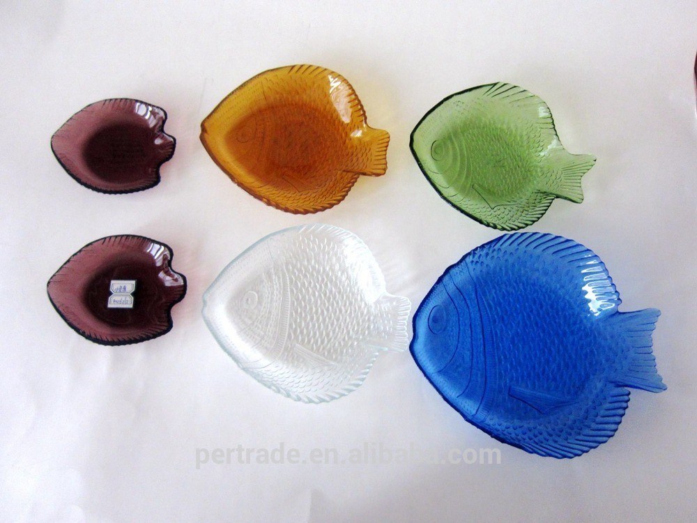 chất lượng Fish Shaped Embossed Colorful Glass Charger Plates nhà máy sản xuất