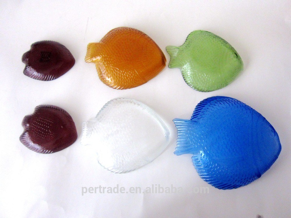 chất lượng Fish Shaped Embossed Colorful Glass Charger Plates nhà máy sản xuất
