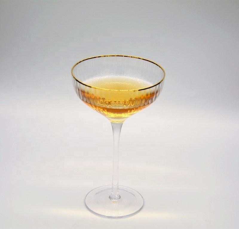 chất lượng Customize Gold Rim Optical Stripes Crystal Cocktail Glasses nhà máy sản xuất