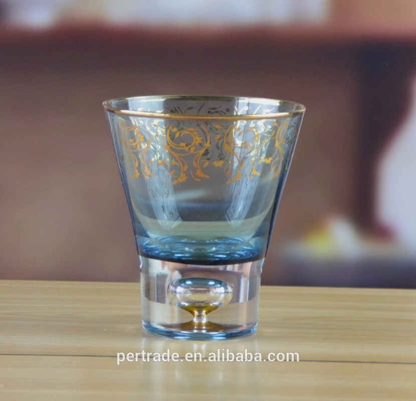 chất lượng Blue Color Golden Rim Stemless Crystal Cocktail Glasses nhà máy sản xuất