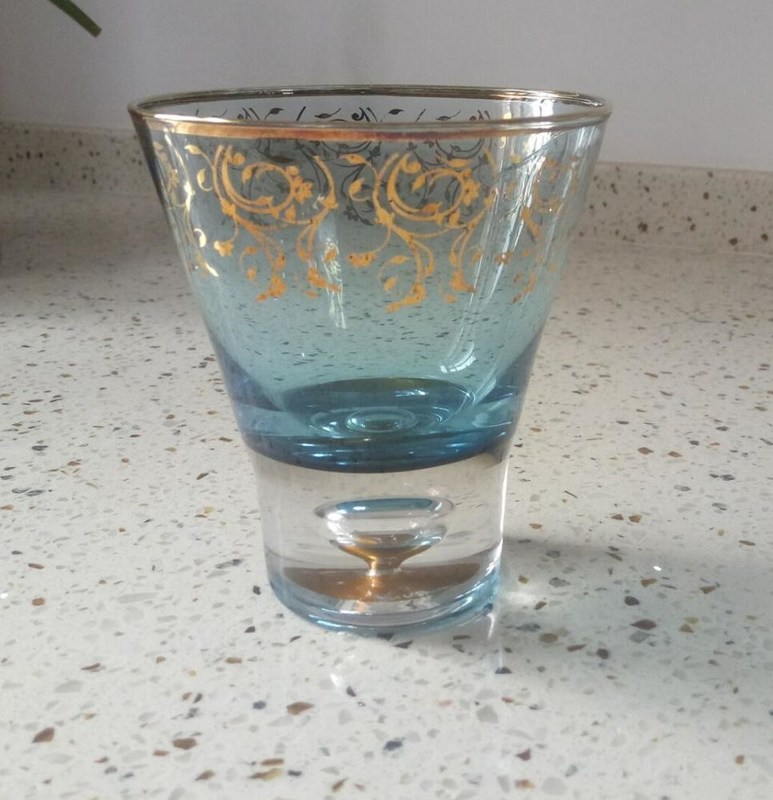 chất lượng Blue Color Golden Rim Stemless Crystal Cocktail Glasses nhà máy sản xuất