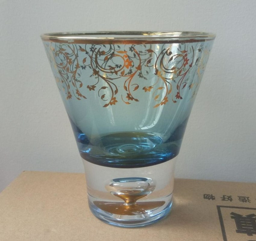 chất lượng Blue Color Golden Rim Stemless Crystal Cocktail Glasses nhà máy sản xuất