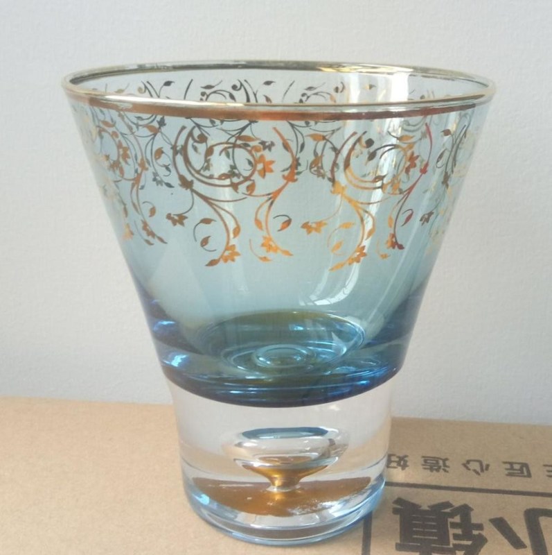chất lượng Blue Color Golden Rim Stemless Crystal Cocktail Glasses nhà máy sản xuất