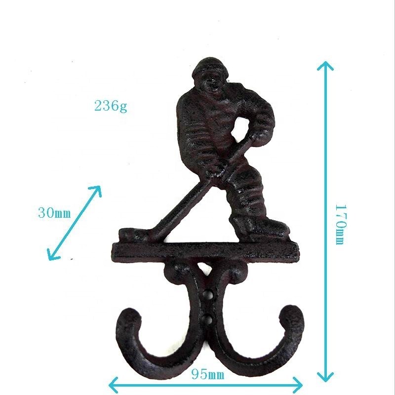 chất lượng Ice Hockey Rustic Cast Iron Coat Hooks Cast Iron Crafts nhà máy sản xuất