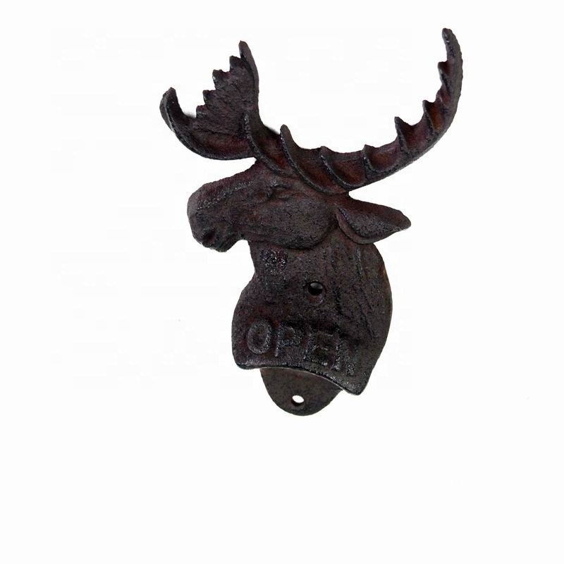 chất lượng Home Decor Deer Head Brown Rust Cast Iron Bottle Opener nhà máy sản xuất