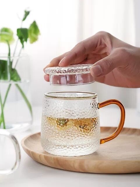 chất lượng Handmade Glass Tea Mug With Embossed pattern High Borosilicate GlassTea Cup Tumbler Drinking Glasses nhà máy sản xuất