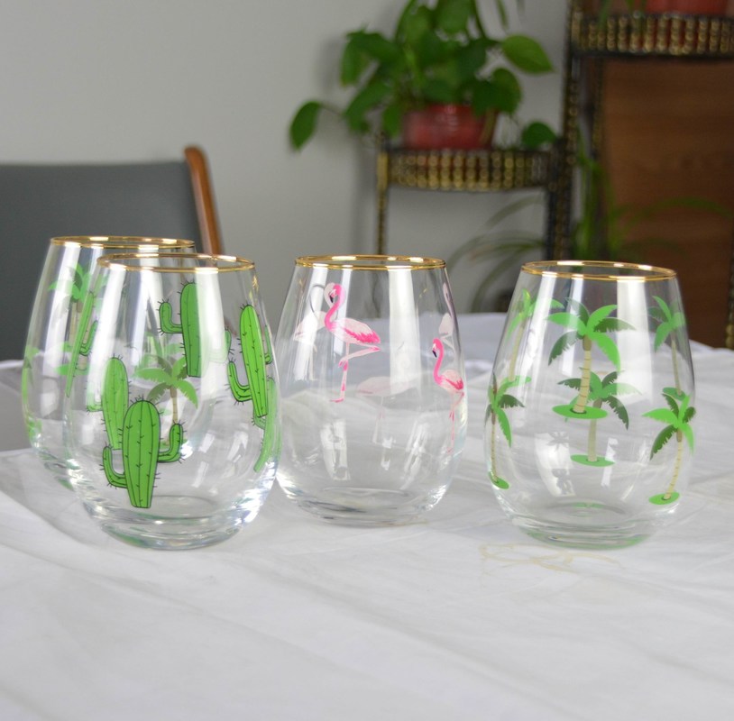 chất lượng Hand Painted Gold Rim Wine Glass Tumbler With Color Decal nhà máy sản xuất