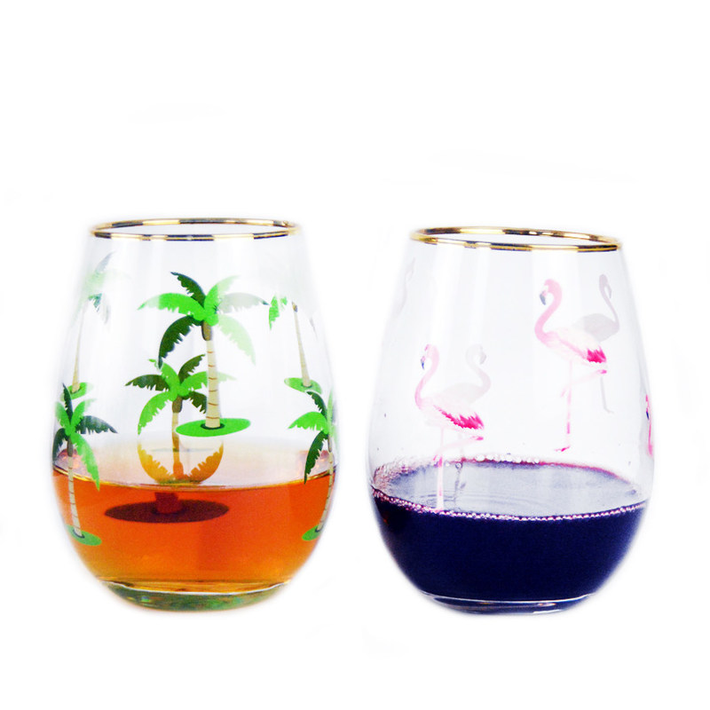 chất lượng Hand Painted Gold Rim Wine Glass Tumbler With Color Decal nhà máy sản xuất