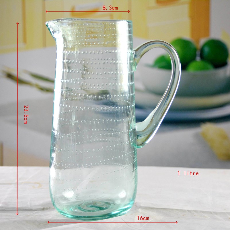 chất lượng Recycle Green Spiraling Bubbles  Glass Water Pitcher , Large Glass Pitcher nhà máy sản xuất
