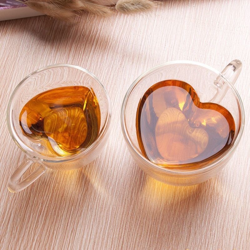 chất lượng Creative Lover Heart Shape Borosilicate Transparent Tea Cups nhà máy sản xuất