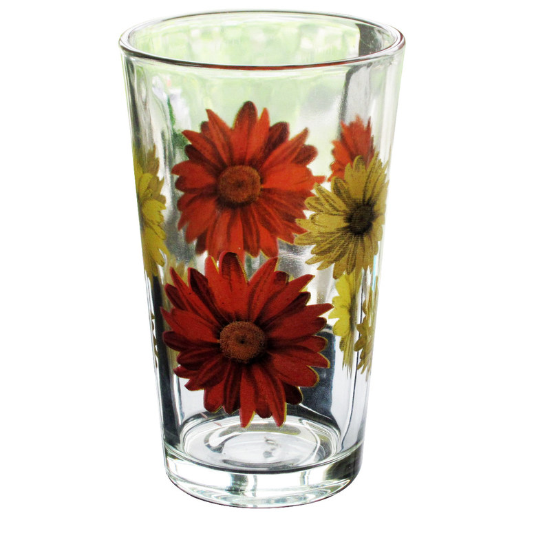 chất lượng Silk Printed Blooming Daisy 16 Oz Highball Glasses nhà máy sản xuất