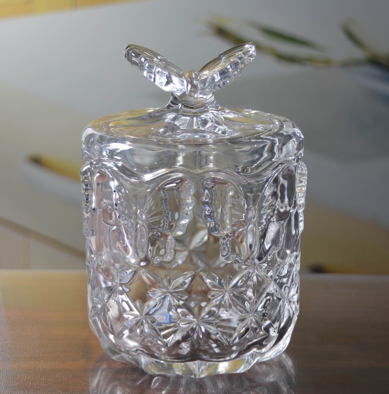chất lượng Butterfly Embossed Creative Crystal Glass Storage Jars nhà máy sản xuất