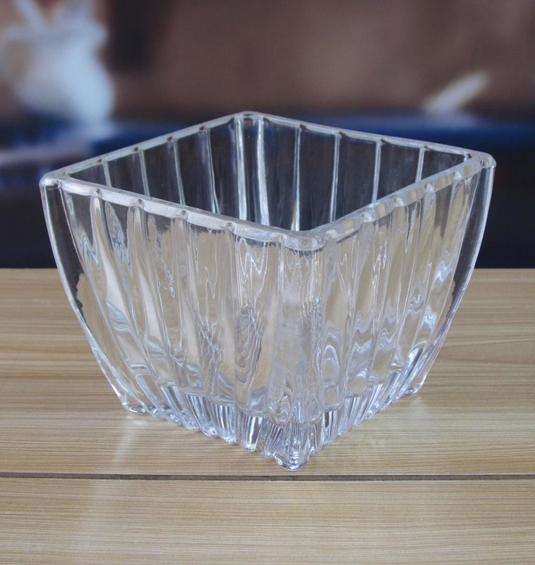 chất lượng Square Optic Stripes Glass Storage Jars For Candy nhà máy sản xuất