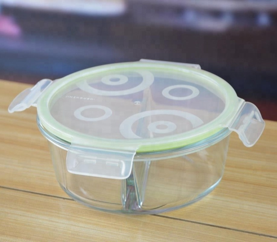 chất lượng Two Pots Borosilicate Clear Glass Storage Jars , Glass Bowls With Lids nhà máy sản xuất