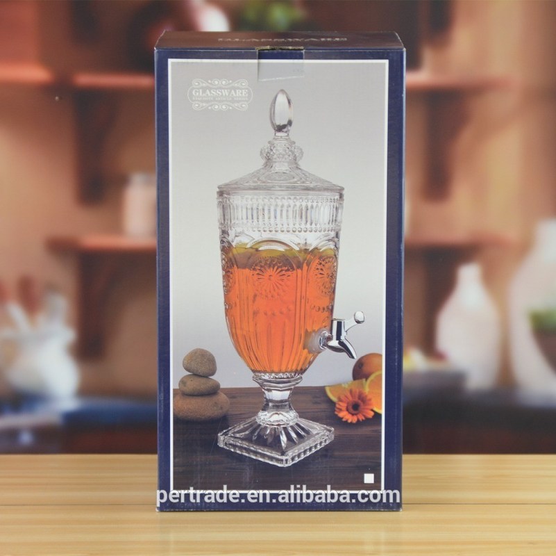 chất lượng Deep Cutted Engraved 5l Glass Jar With Lid . Glass Food Storage Jars nhà máy sản xuất