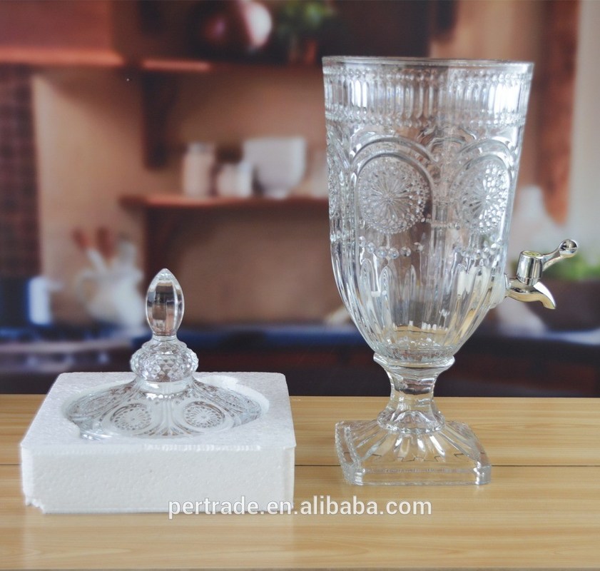 chất lượng Deep Cutted Engraved 5l Glass Jar With Lid . Glass Food Storage Jars nhà máy sản xuất