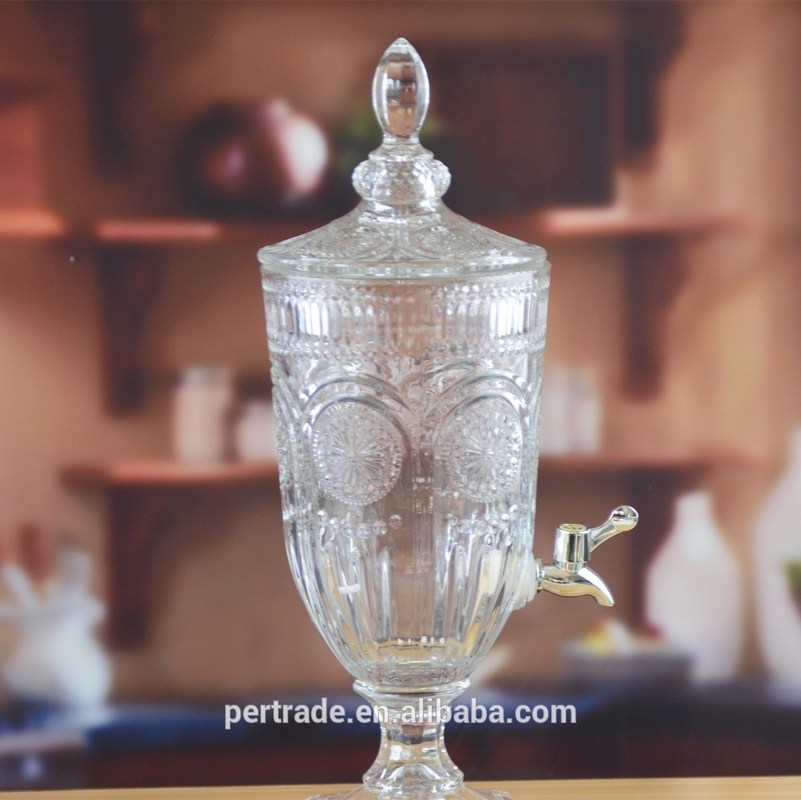 chất lượng Deep Cutted Engraved 5l Glass Jar With Lid . Glass Food Storage Jars nhà máy sản xuất