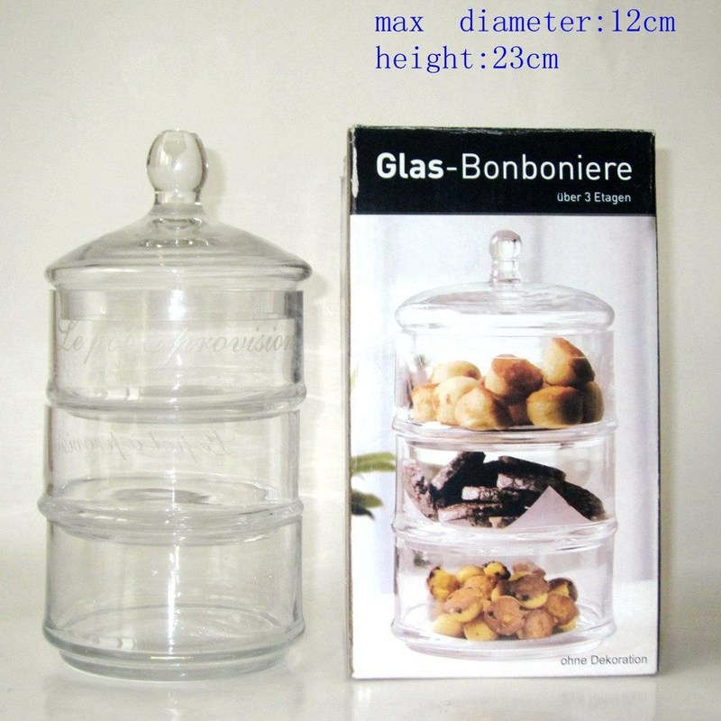 chất lượng Handblown 3 Layer Stackable Storage Jars With Lids nhà máy sản xuất