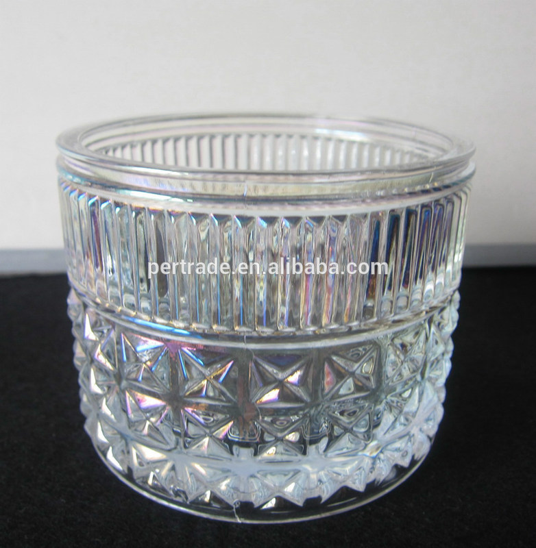 chất lượng Embossed Diamonds Pattern Glass Storage Jars With For Candle nhà máy sản xuất
