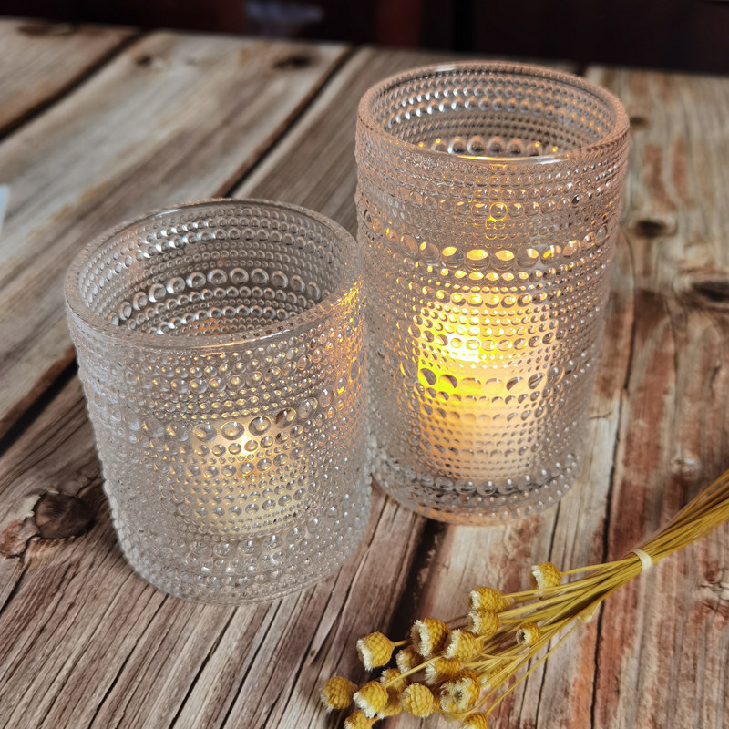 chất lượng Customized Embossed Beads Strings Glass Votive Candle Holders ,  Glass Cylinder Candle Holders nhà máy sản xuất