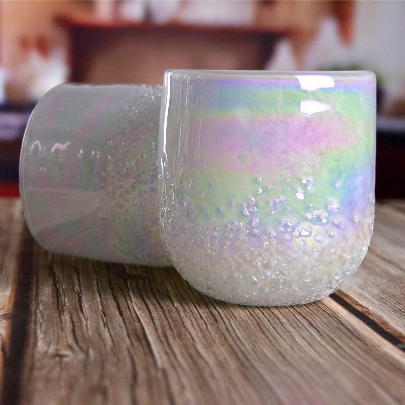 chất lượng Iridescent Votive Glass Candle Holders Half Rough Sands Surface nhà máy sản xuất