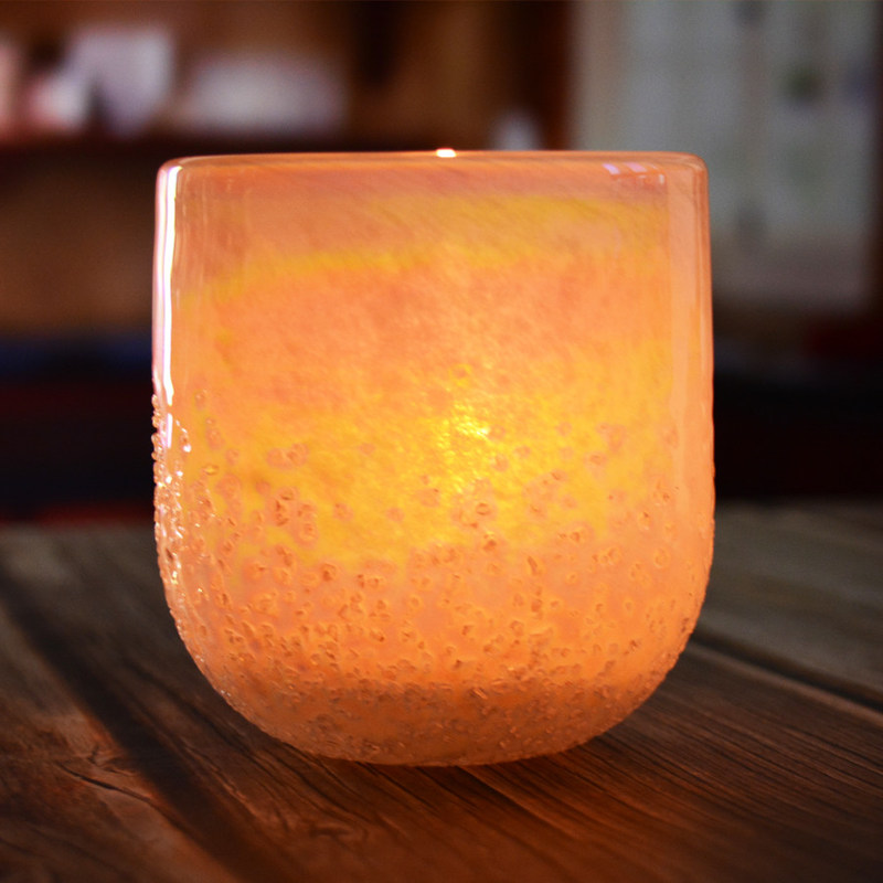 chất lượng Iridescent Votive Glass Candle Holders Half Rough Sands Surface nhà máy sản xuất