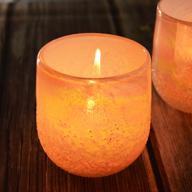 chất lượng Iridescent Votive Glass Candle Holders Half Rough Sands Surface nhà máy sản xuất