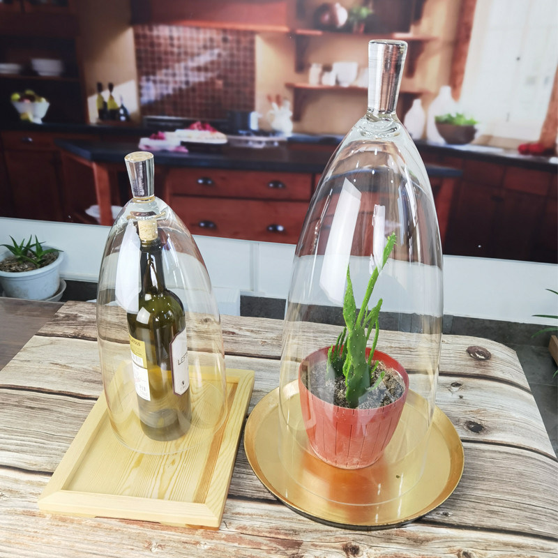 chất lượng Transparent Lead Free Handled 21" Glass Dome Cloche nhà máy sản xuất