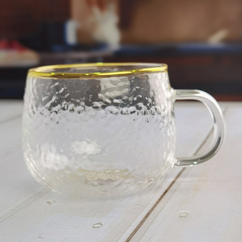 chất lượng Borosilicate Hammered Texture Tumbler Drinking Glasses With Golden Rim nhà máy sản xuất