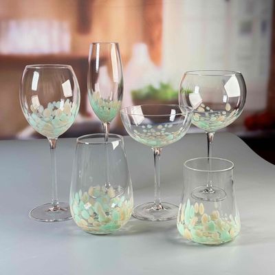 chất lượng Màu nâu tùy chỉnh tay thổi nửa confetti chì miễn phí Crystal Wine Glass Cup Set Đẹp chọn bền cho dịch vụ đồ uống nhà máy sản xuất