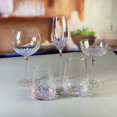 chất lượng Customized Hand Blowned Half-confetti Lead Free Crystal Wine Glass Set nhà máy sản xuất