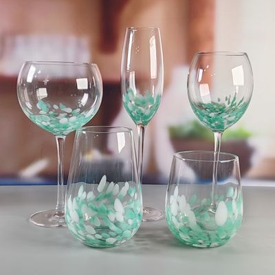chất lượng Màu nâu tùy chỉnh tay thổi nửa confetti chì miễn phí Crystal Wine Glass Cup Set Đẹp chọn bền cho dịch vụ đồ uống nhà máy sản xuất