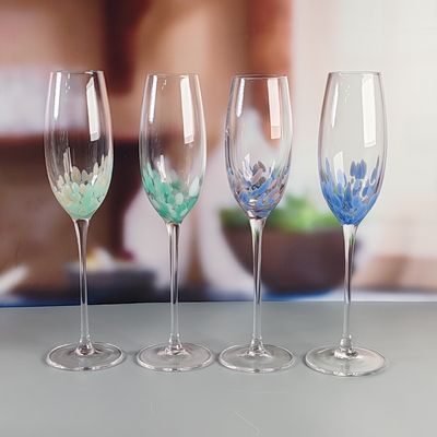 chất lượng Màu nâu tùy chỉnh tay thổi nửa confetti chì miễn phí Crystal Wine Glass Cup Set Đẹp chọn bền cho dịch vụ đồ uống nhà máy sản xuất