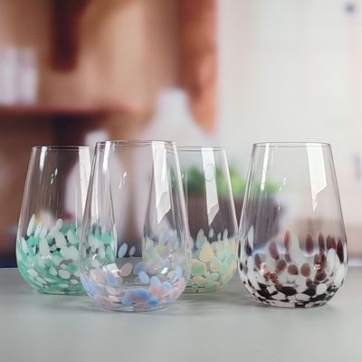 chất lượng Màu nâu tùy chỉnh tay thổi nửa confetti chì miễn phí Crystal Wine Glass Cup Set Đẹp chọn bền cho dịch vụ đồ uống nhà máy sản xuất
