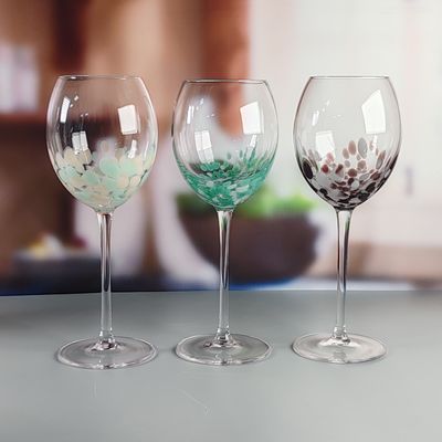 chất lượng Customized Hand Blowned Half-confetti Lead Free Crystal Wine Glass Set nhà máy sản xuất