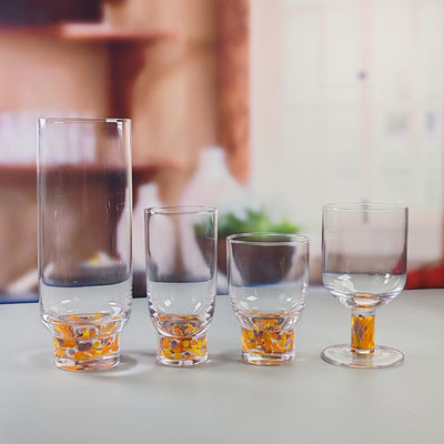 chất lượng Confetti Decorative DOF Glass Handmade Crystal Tumbler Water Glasses Mexico Rock Glass Cup for Wedding Party Gift nhà máy sản xuất