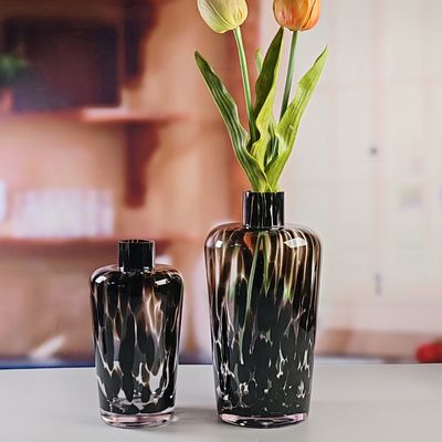 chất lượng Handmade Amber Glass Vase Modern Unique Vase for Table Centerpiece Decorative Flower Vases for Home Office Wedding(S size) nhà máy sản xuất