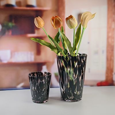 chất lượng Handmade Amber Glass Vase Modern Unique Vase for Table Centerpiece Decorative Flower Vases for Home Office Wedding(S size) nhà máy sản xuất