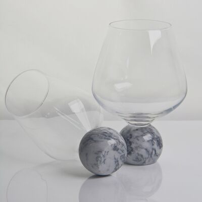 chất lượng Marble Sphere Base Crystal Wine Glass Set Handblown Ultra Clear Crystal with Natural Stone Elegance Ideal for Daily and Special Gatherings nhà máy sản xuất